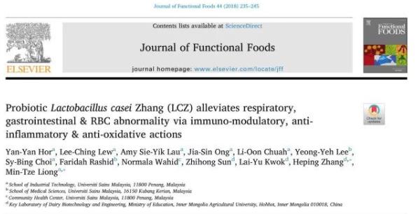 重磅 Lactobacillus casei Zhang又一重要科研成果公开发表